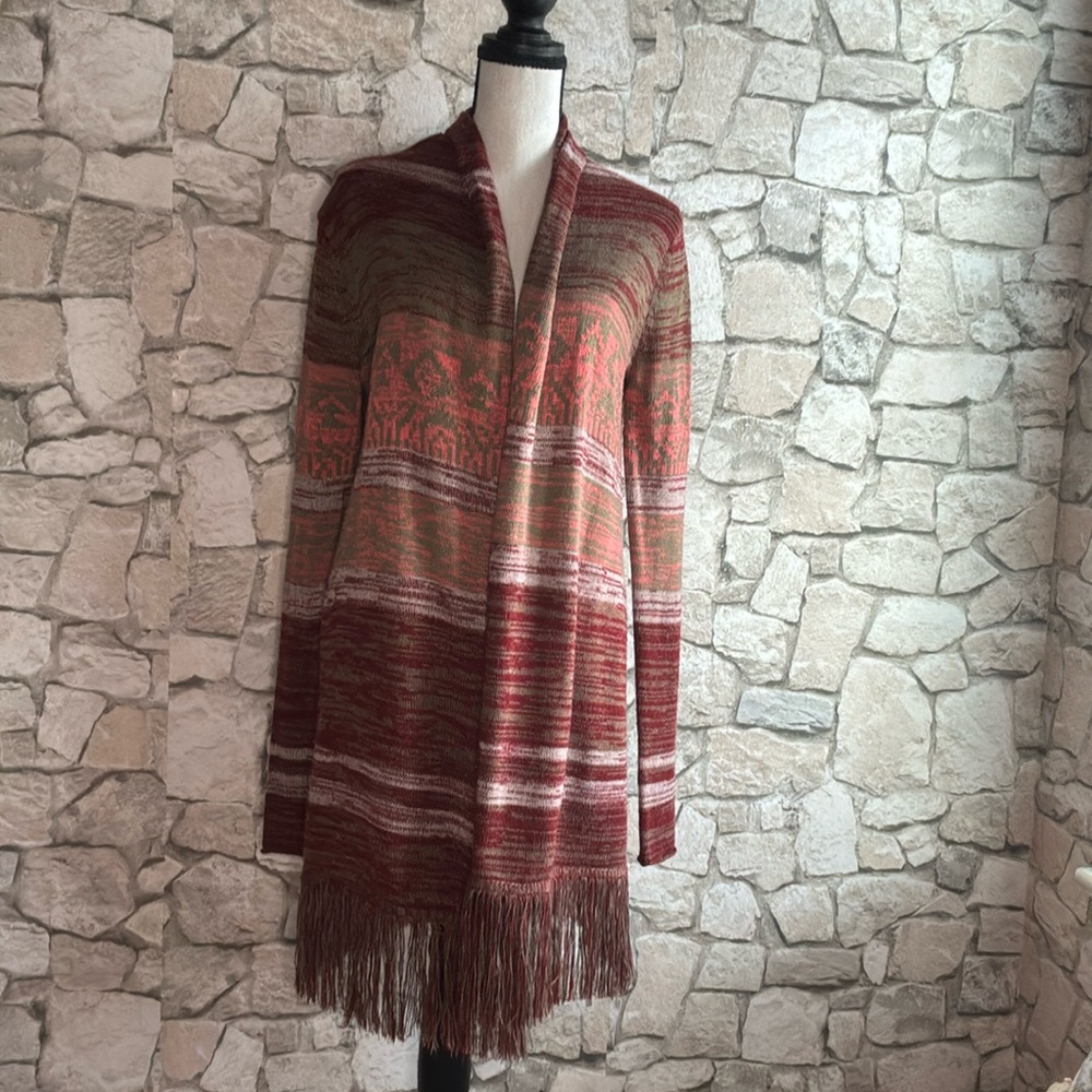 Full Tilt Burgundy and Brown Striped sweater